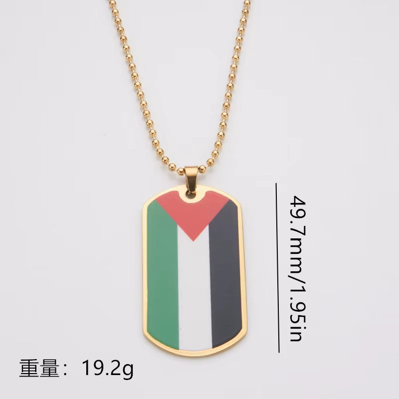 Stainless Steel Palestine Flag Pendant Necklace for Men Women Palestine Series Jewelry Accessories