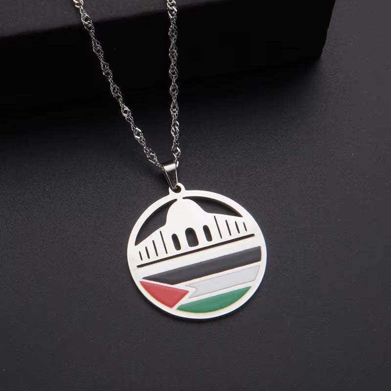 Stainless Steel Palestine Flag Pendant Necklace for Men Women Palestine Series Jewelry Accessories