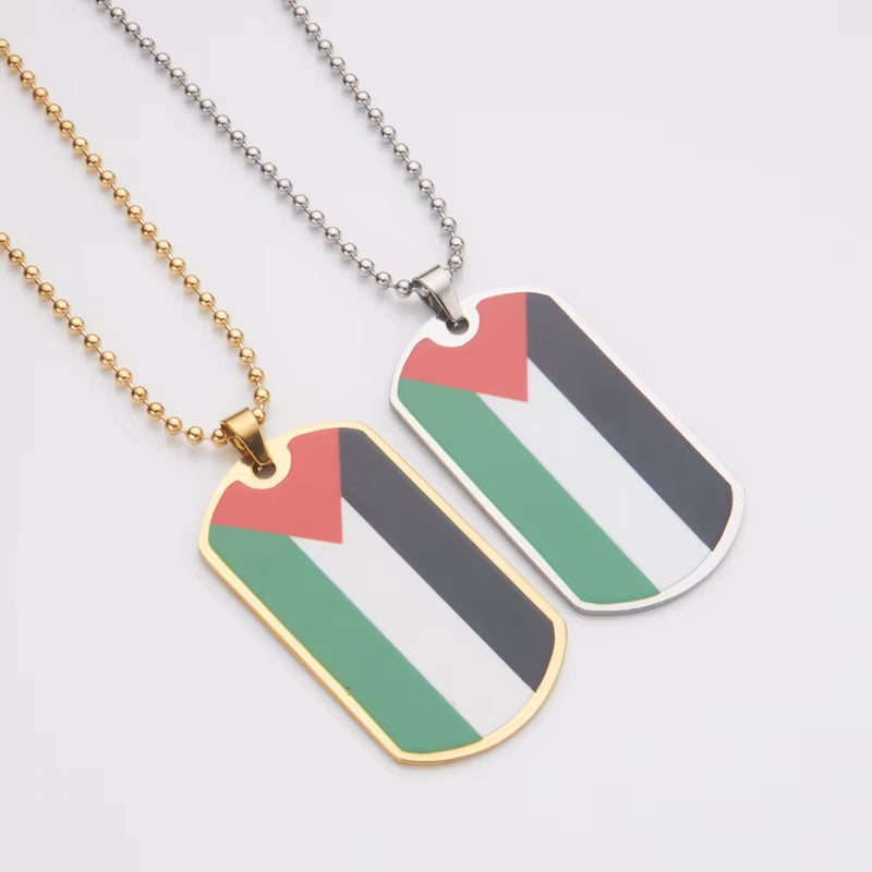 Stainless Steel Palestine Flag Pendant Necklace for Men Women Palestine Series Jewelry Accessories