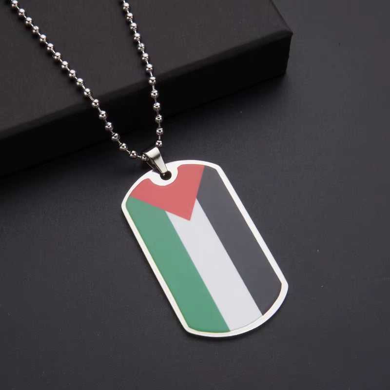 Stainless Steel Palestine Flag Pendant Necklace for Men Women Palestine Series Jewelry Accessories