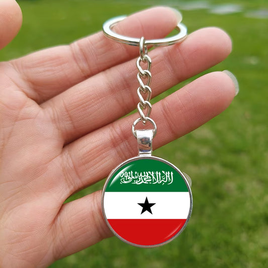 Canada Turkey Keychain France Italy Somaliland Somalia Djibouti Spain Hungary Palestine Flags Glass Gem Key Chains Gift