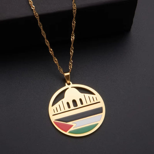 Stainless Steel Palestine Flag Pendant Necklace for Men Women Palestine Series Jewelry Accessories