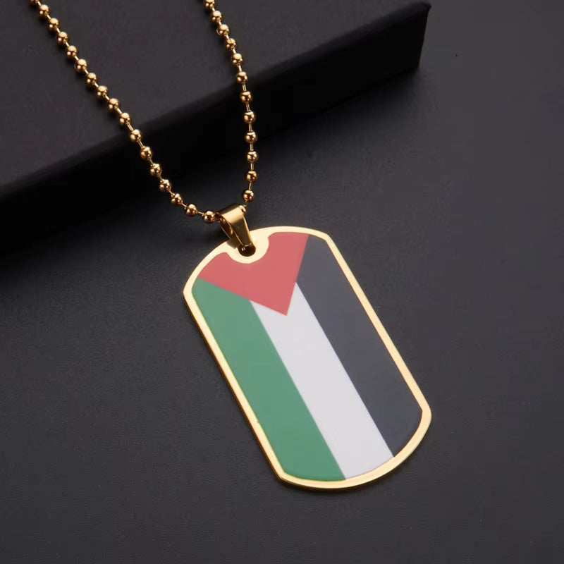 Stainless Steel Palestine Flag Pendant Necklace for Men Women Palestine Series Jewelry Accessories